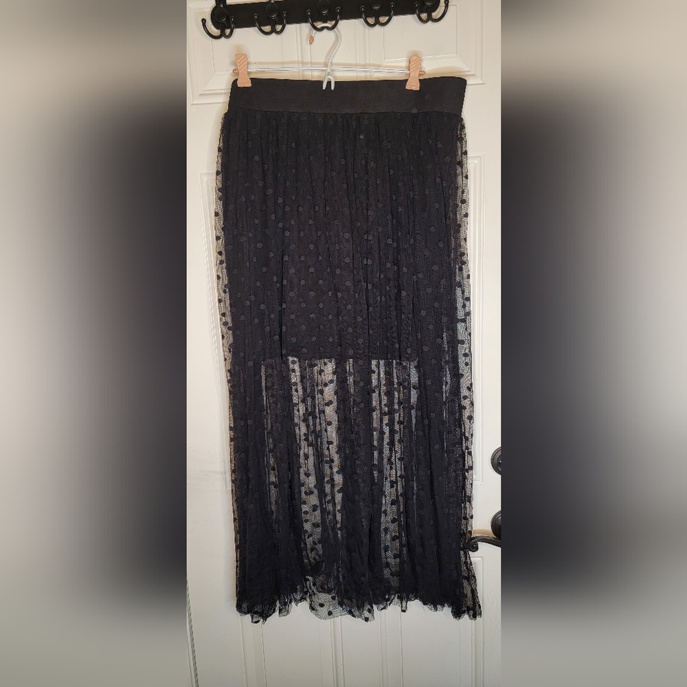 torrid Black Polka Dot Maxi overskirt with Mini Underskirt
